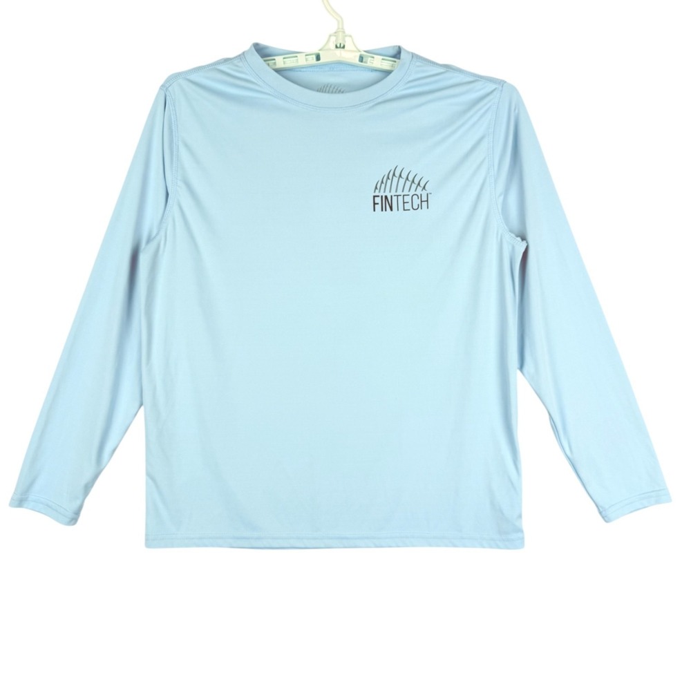 Fintech Men's Pullover Long Sleeve Performance‎ Blue T-shirt Size Medium